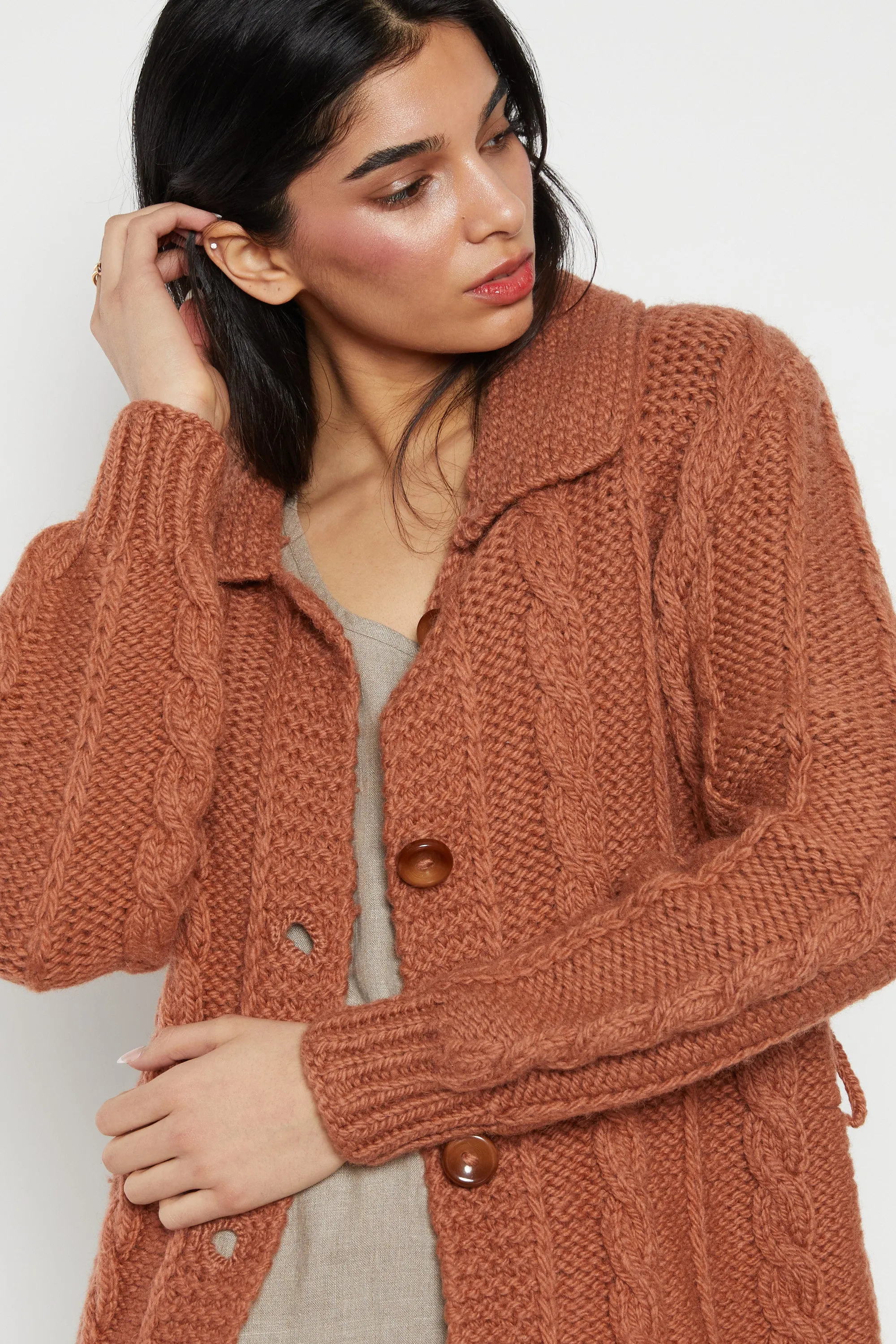 60s Copper Wool Cardigan S