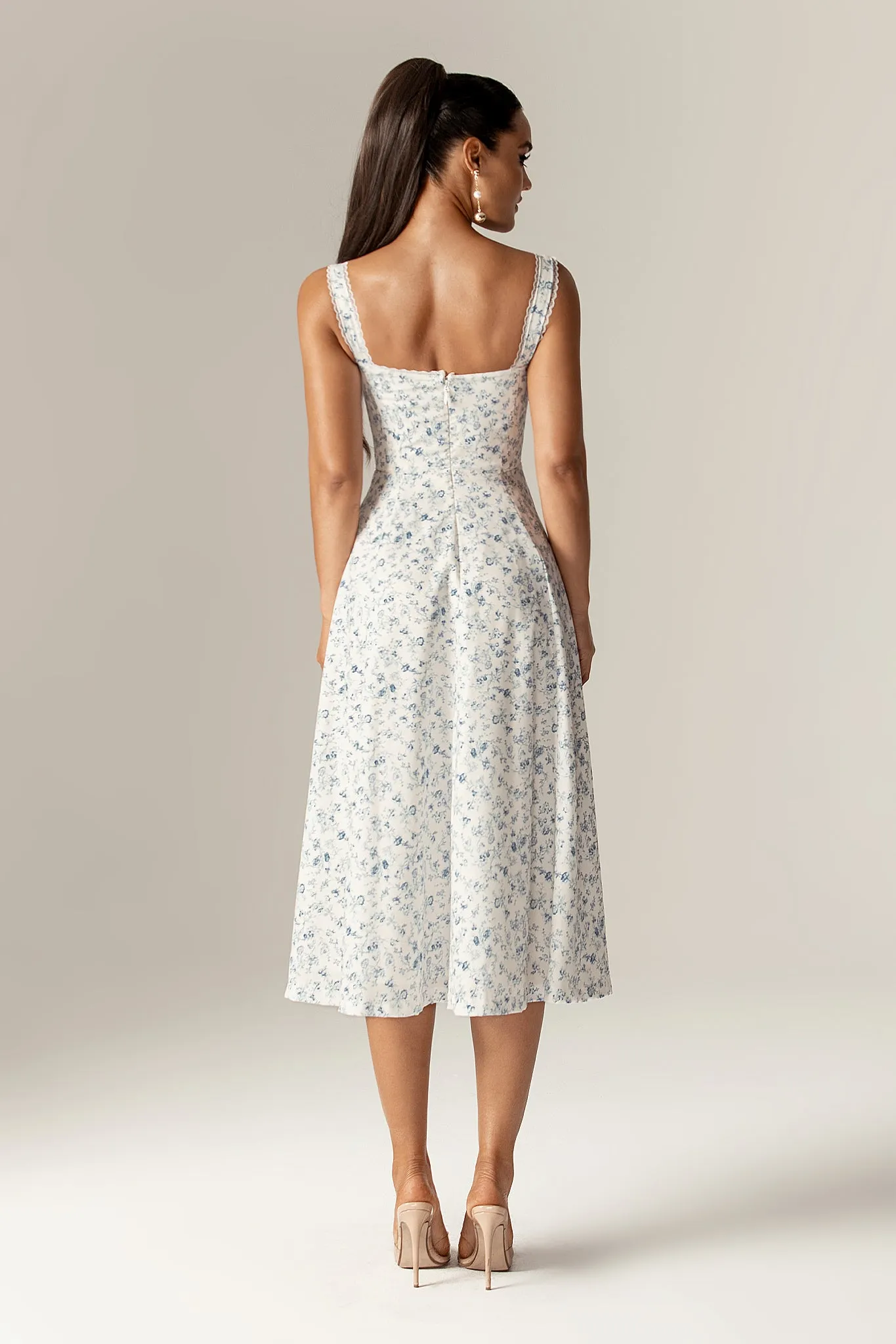 Barbora Floral Midi Sundress (Blue Print)