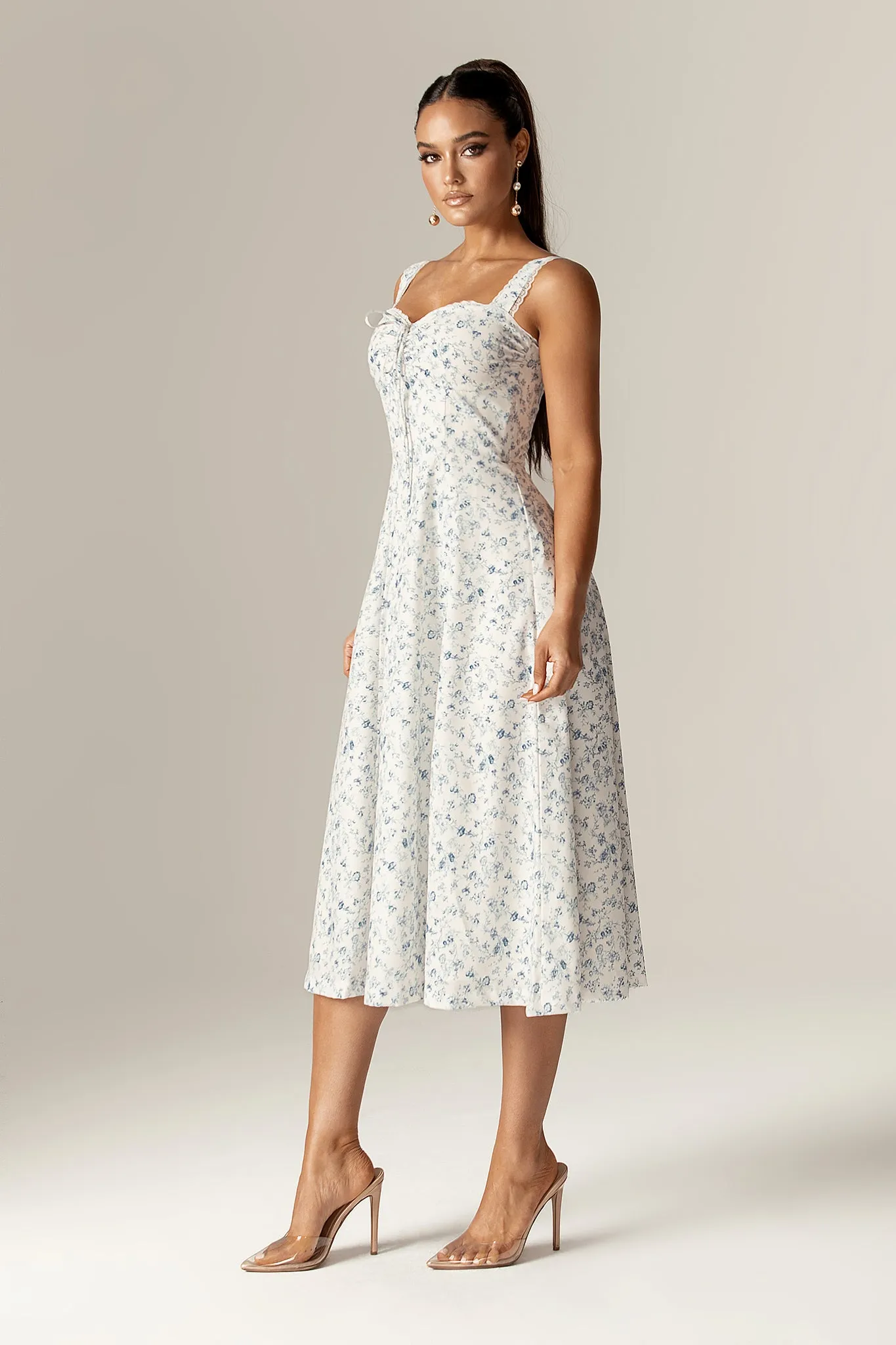 Barbora Floral Midi Sundress (Blue Print)