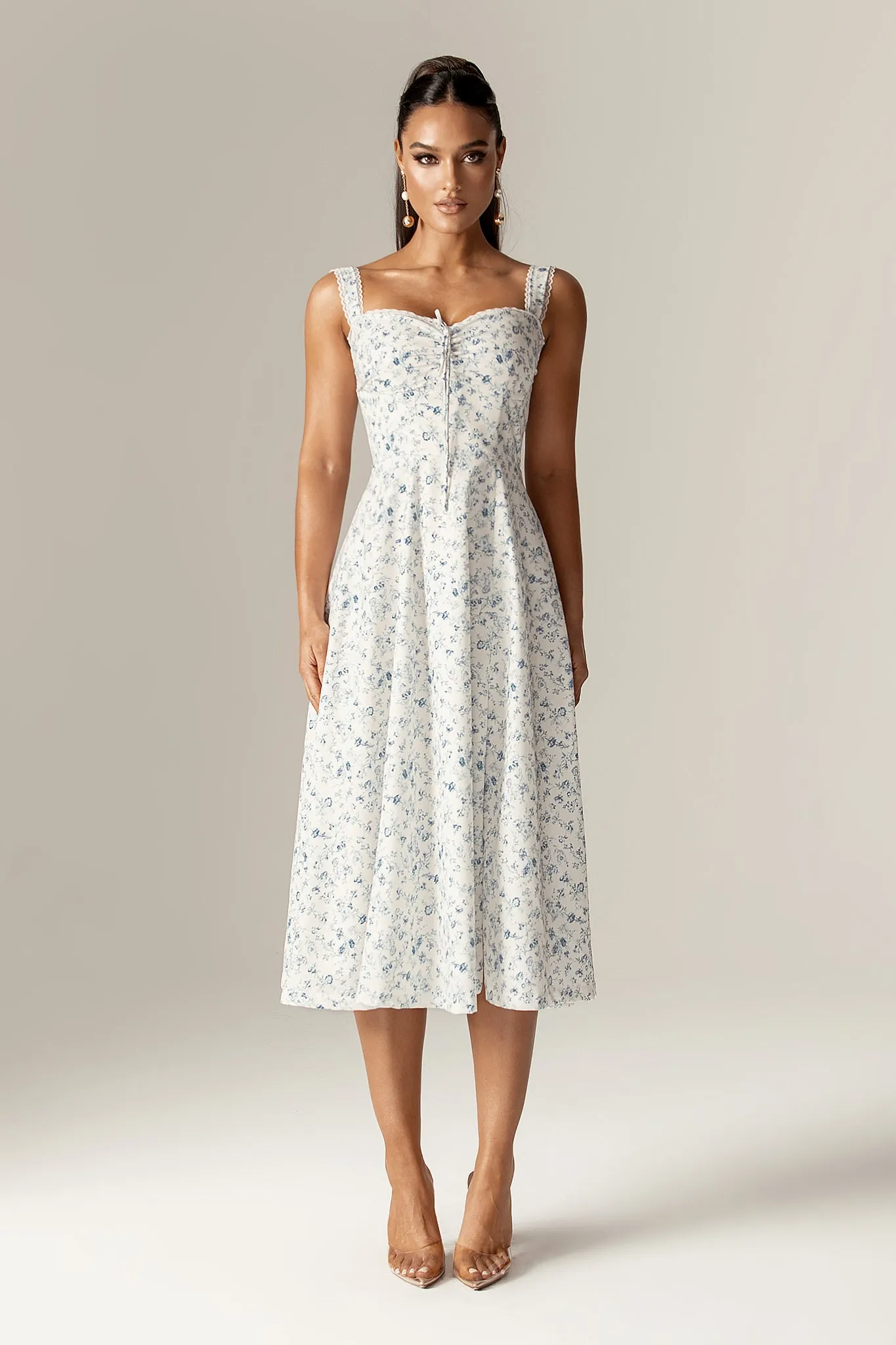 Barbora Floral Midi Sundress (Blue Print)