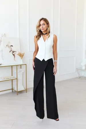 Black Wrap High Waisted Regular Fit Pants