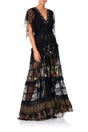 BUTTON UP DRESS WITH LACE INSERT REBELLE REBELLE
