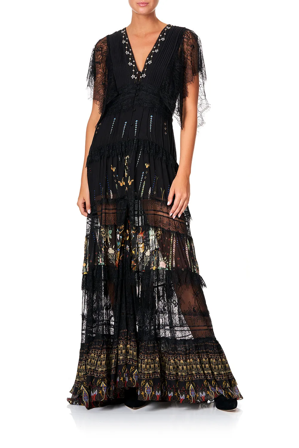 BUTTON UP DRESS WITH LACE INSERT REBELLE REBELLE
