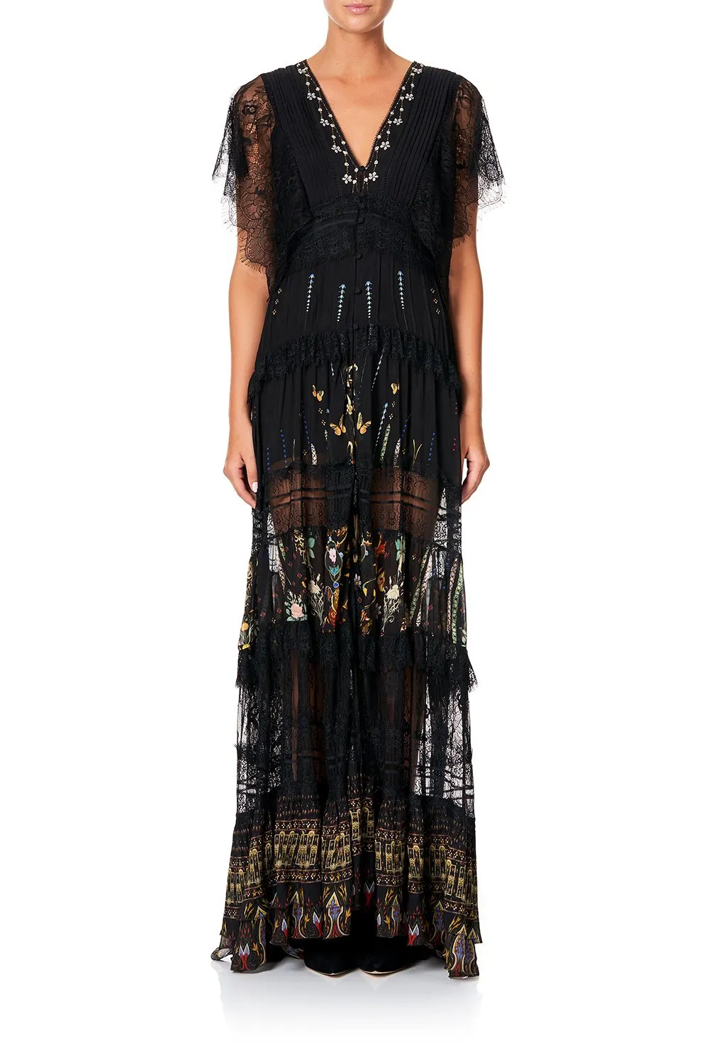BUTTON UP DRESS WITH LACE INSERT REBELLE REBELLE