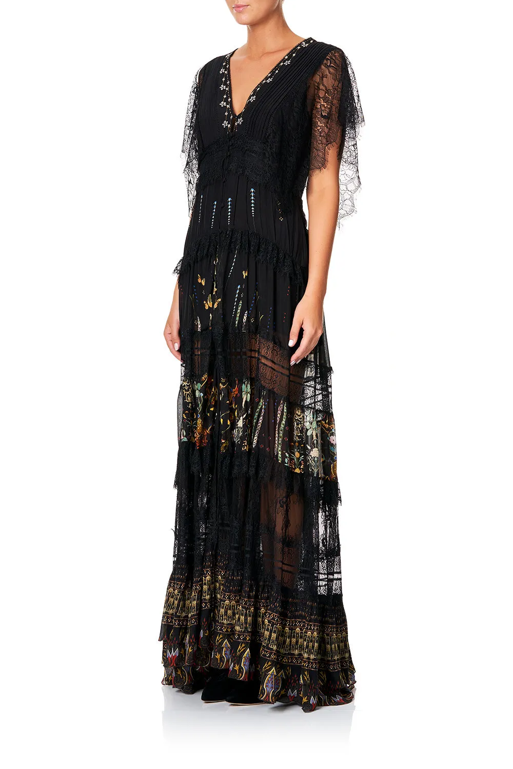 BUTTON UP DRESS WITH LACE INSERT REBELLE REBELLE