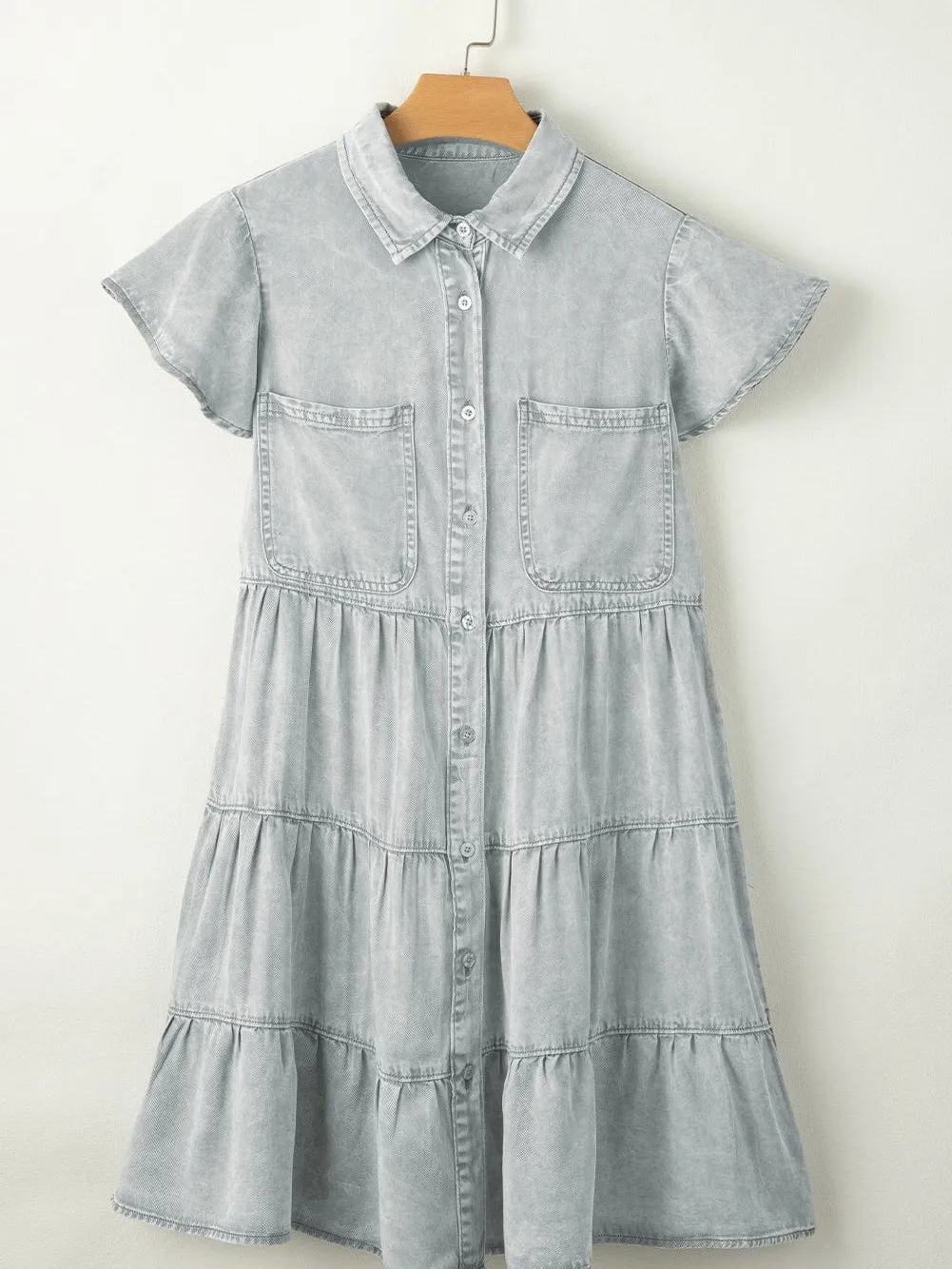 Button-Up Tiered Dress