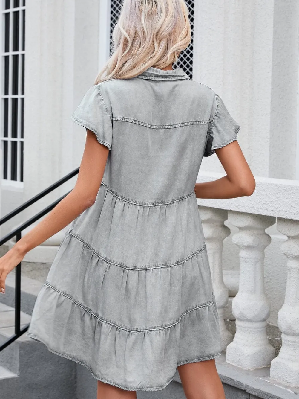 Button-Up Tiered Dress