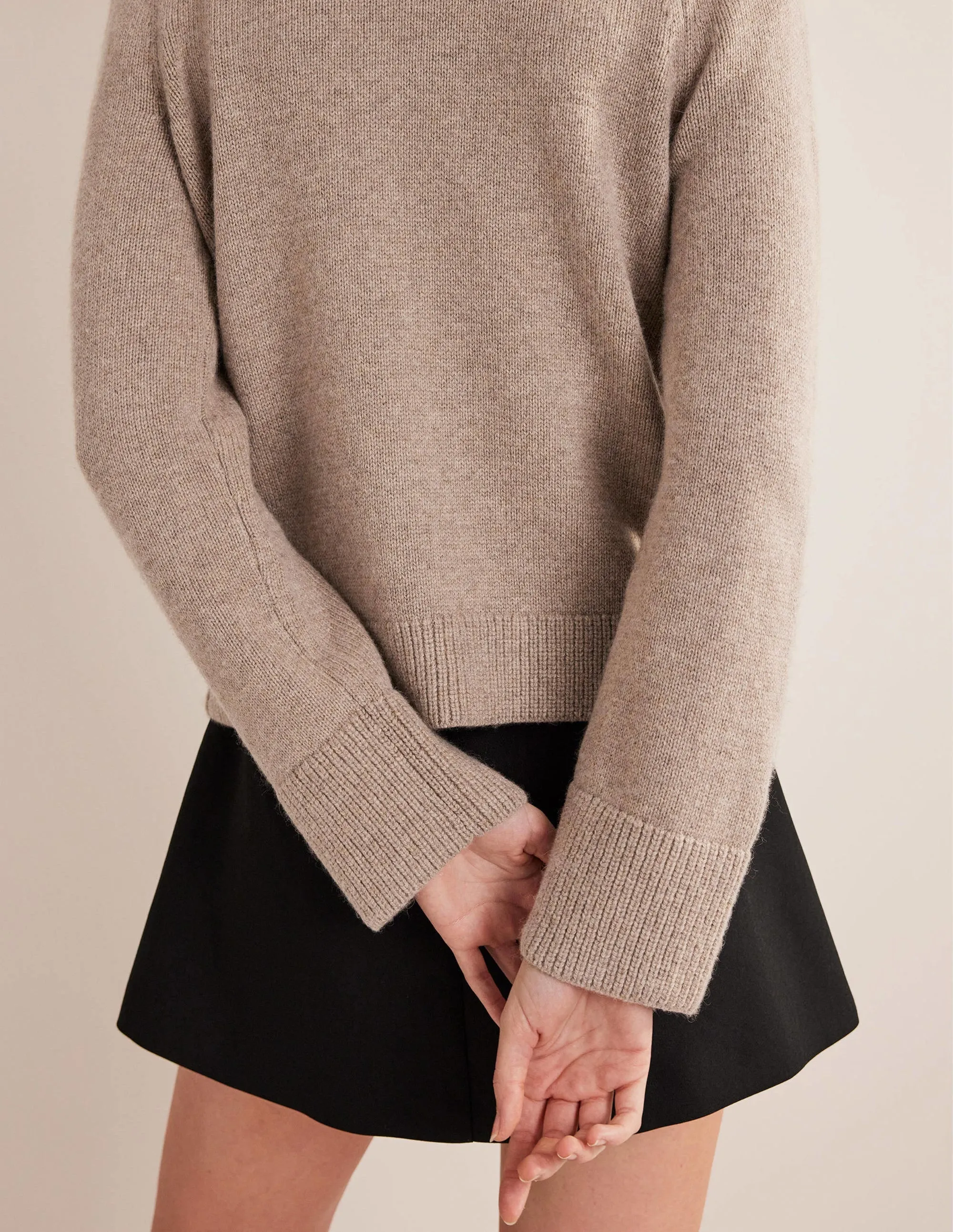 Collared Cardigan-Dark Mink Melange