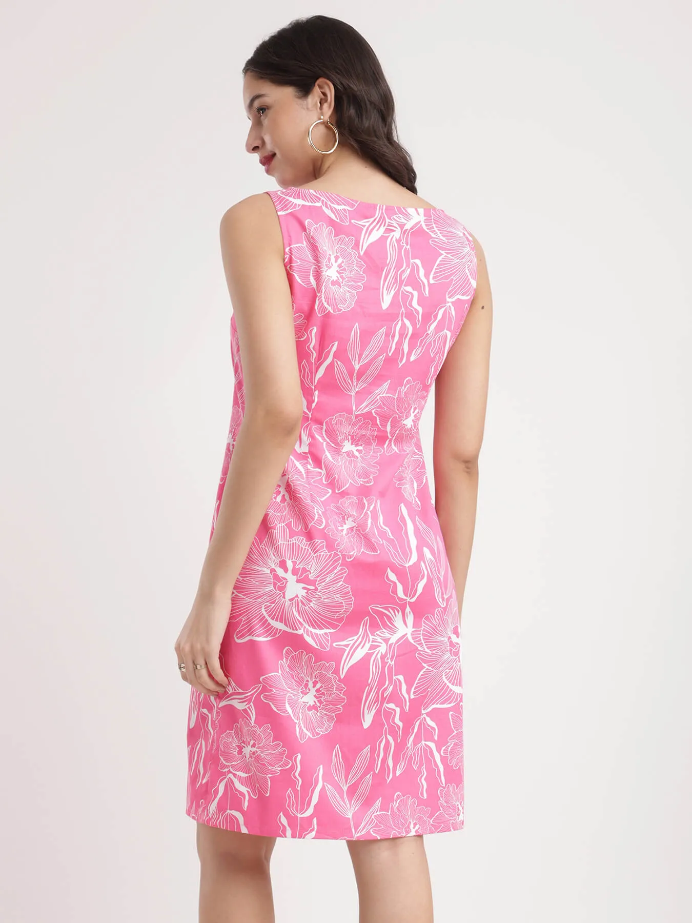 Cotton Shift Dress - Pink