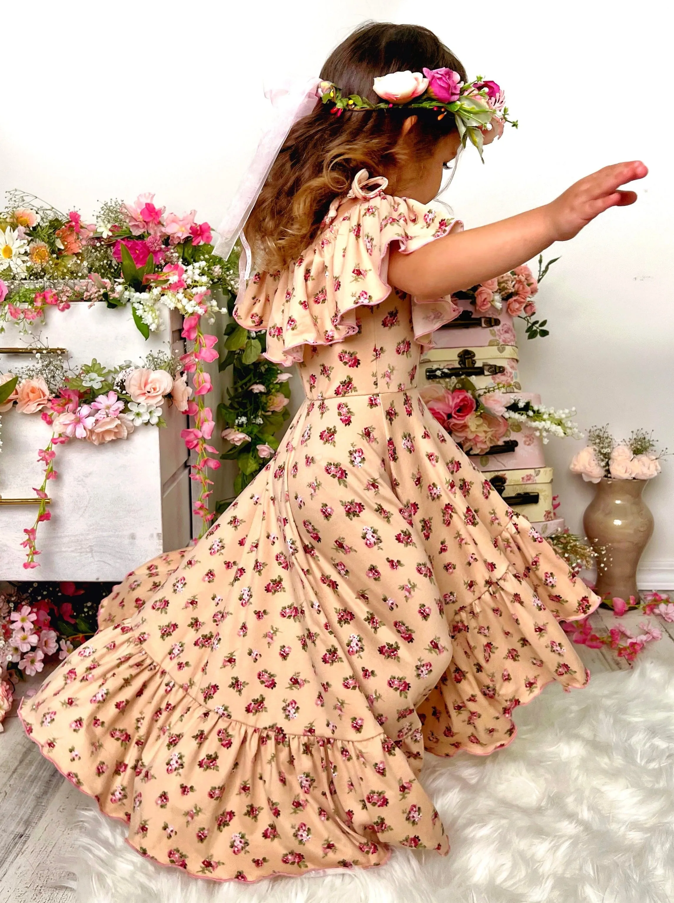 Countryside Floral Cold Shoulder Maxi Sundress