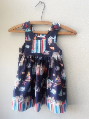 Dress, Navy Blue Beach Dress, Cotton, Summer Girls Dress