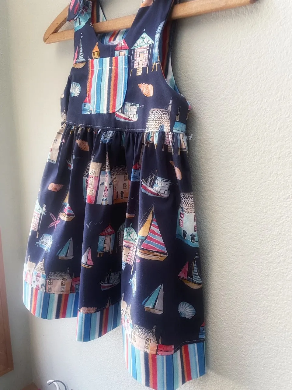 Dress, Navy Blue Beach Dress, Cotton, Summer Girls Dress