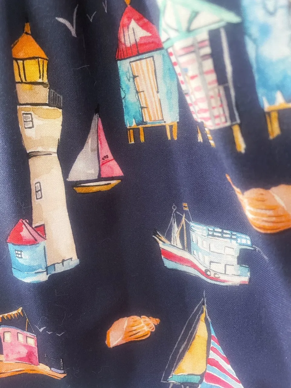 Dress, Navy Blue Beach Dress, Cotton, Summer Girls Dress