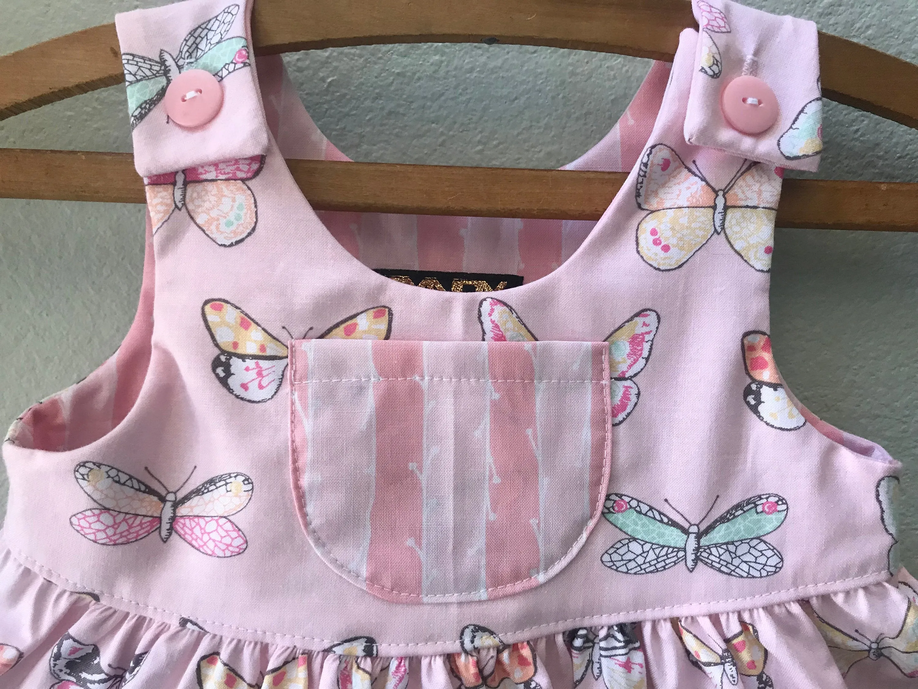 Dress, Pink Butterfly Cotton Beach Dress, Summer Girls Dress