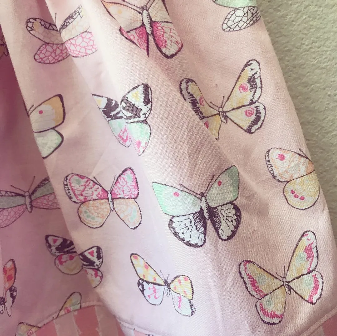 Dress, Pink Butterfly Cotton Beach Dress, Summer Girls Dress