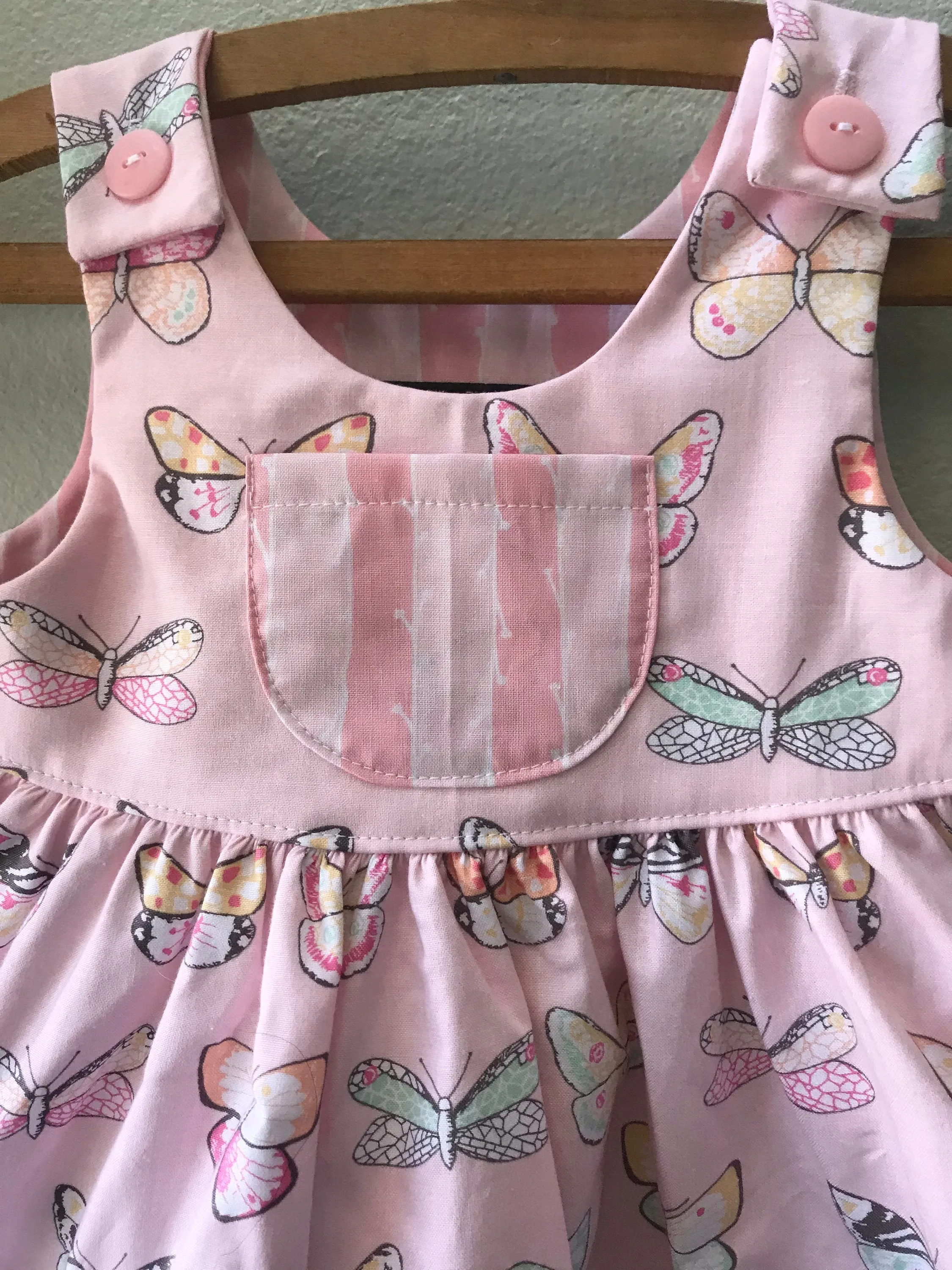 Dress, Pink Butterfly Cotton Beach Dress, Summer Girls Dress