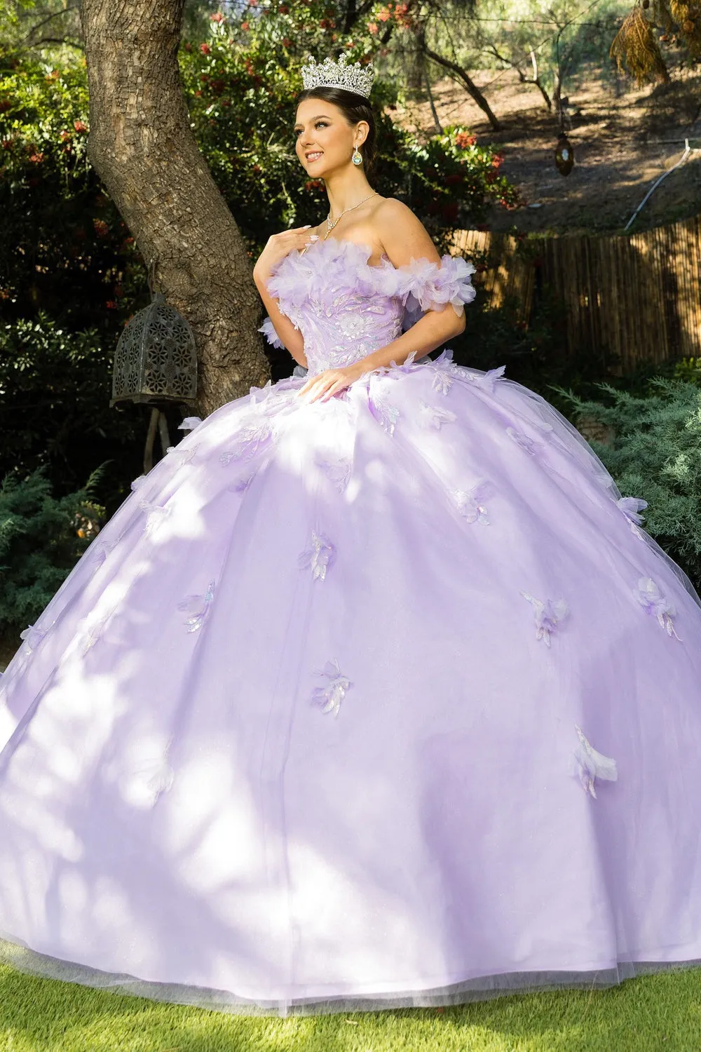 Floral Off Shoulder Illusion Sweetheart Long Quinceanera Dress