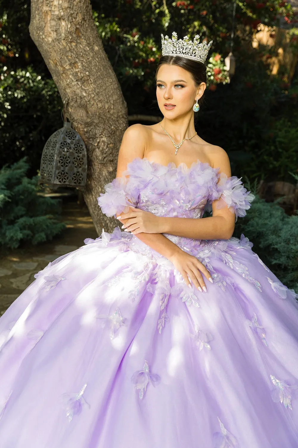 Floral Off Shoulder Illusion Sweetheart Long Quinceanera Dress