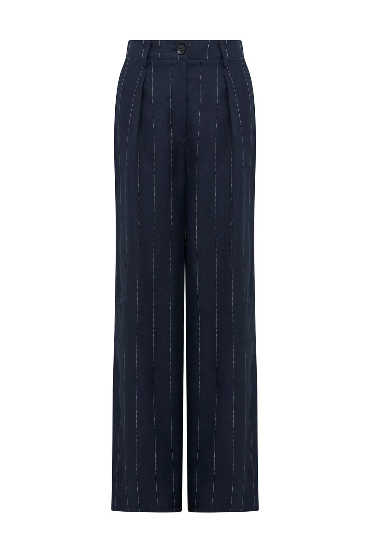 Freya Linen Pant - Navy Stripe