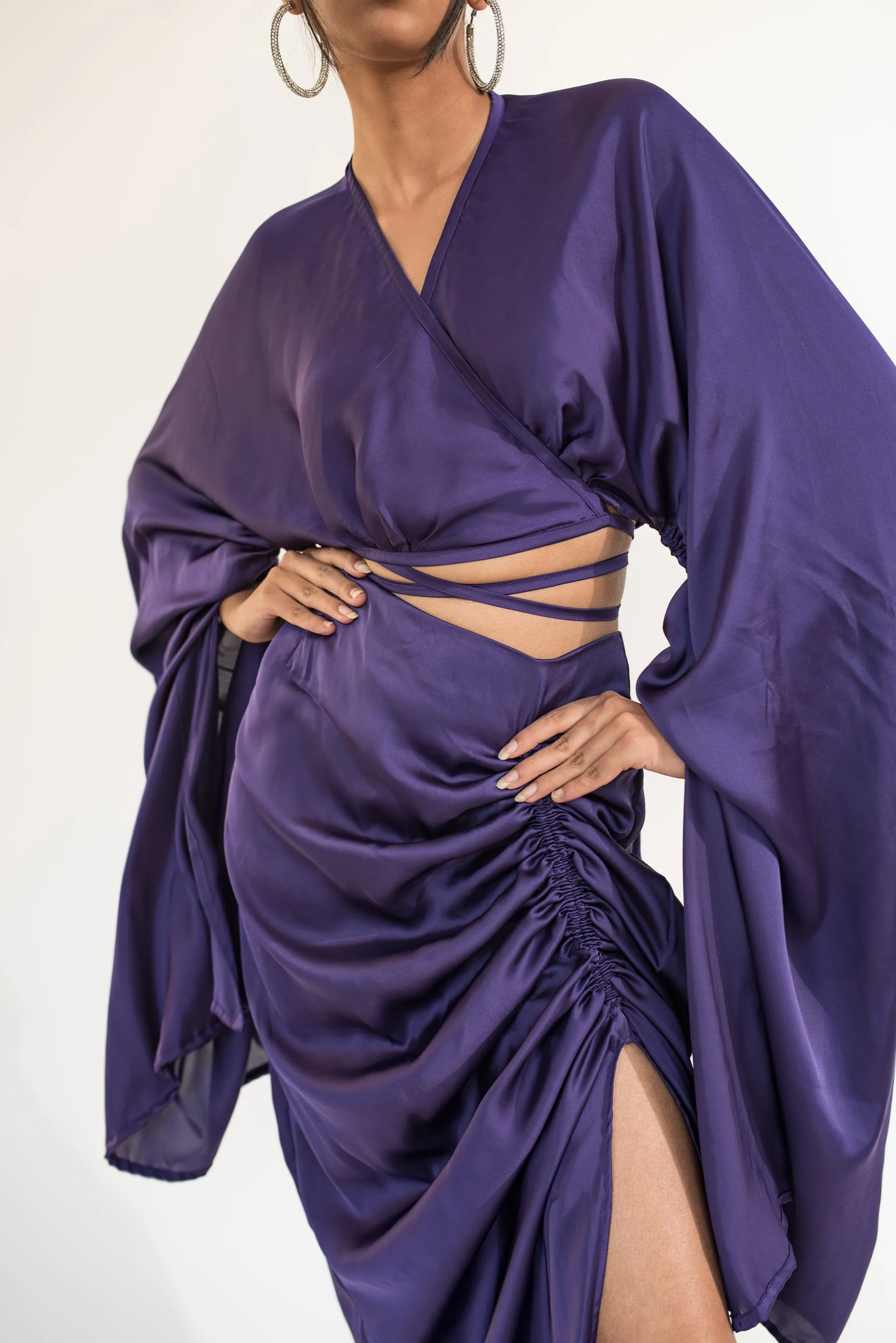 Gathered midi skirt