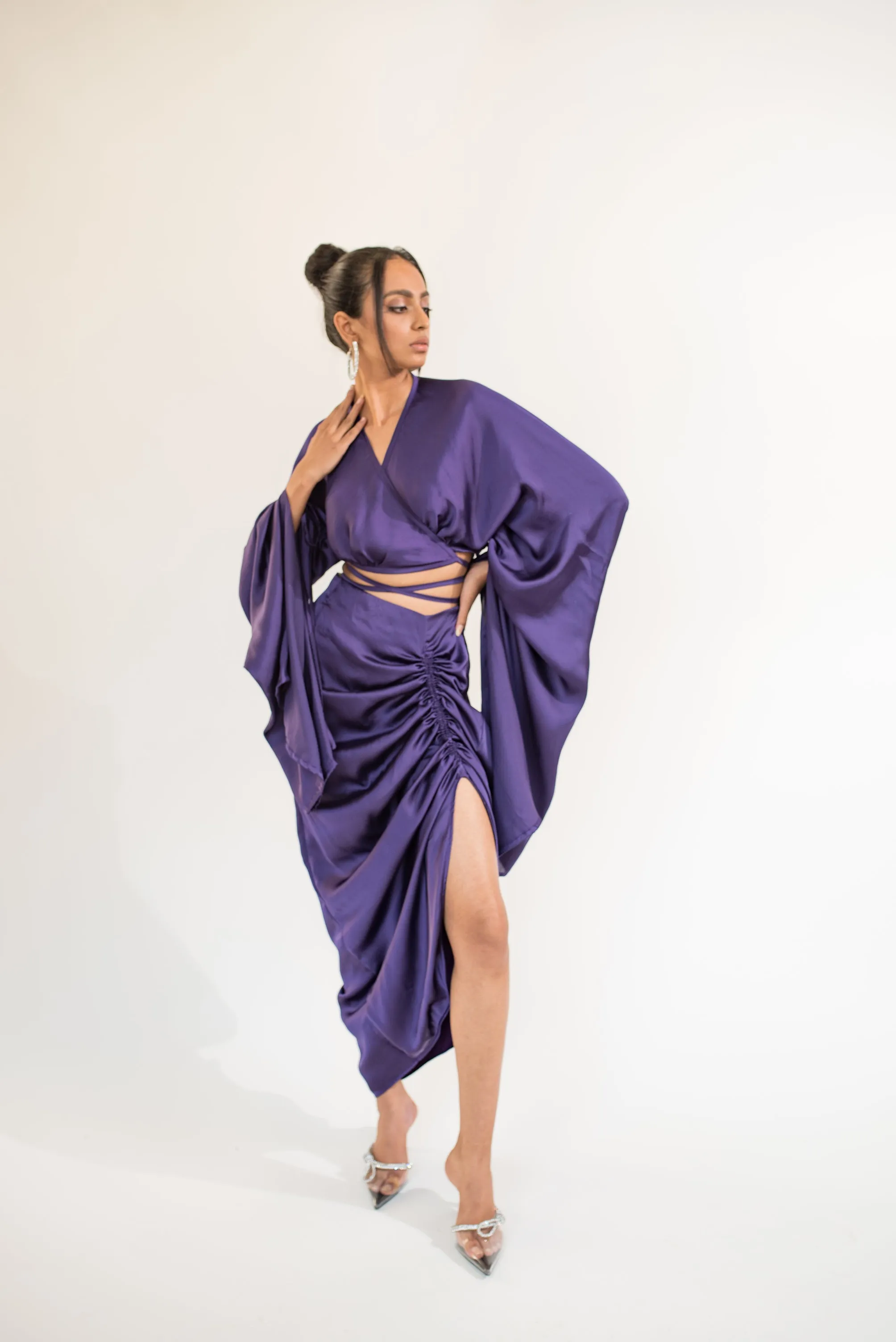 Gathered midi skirt