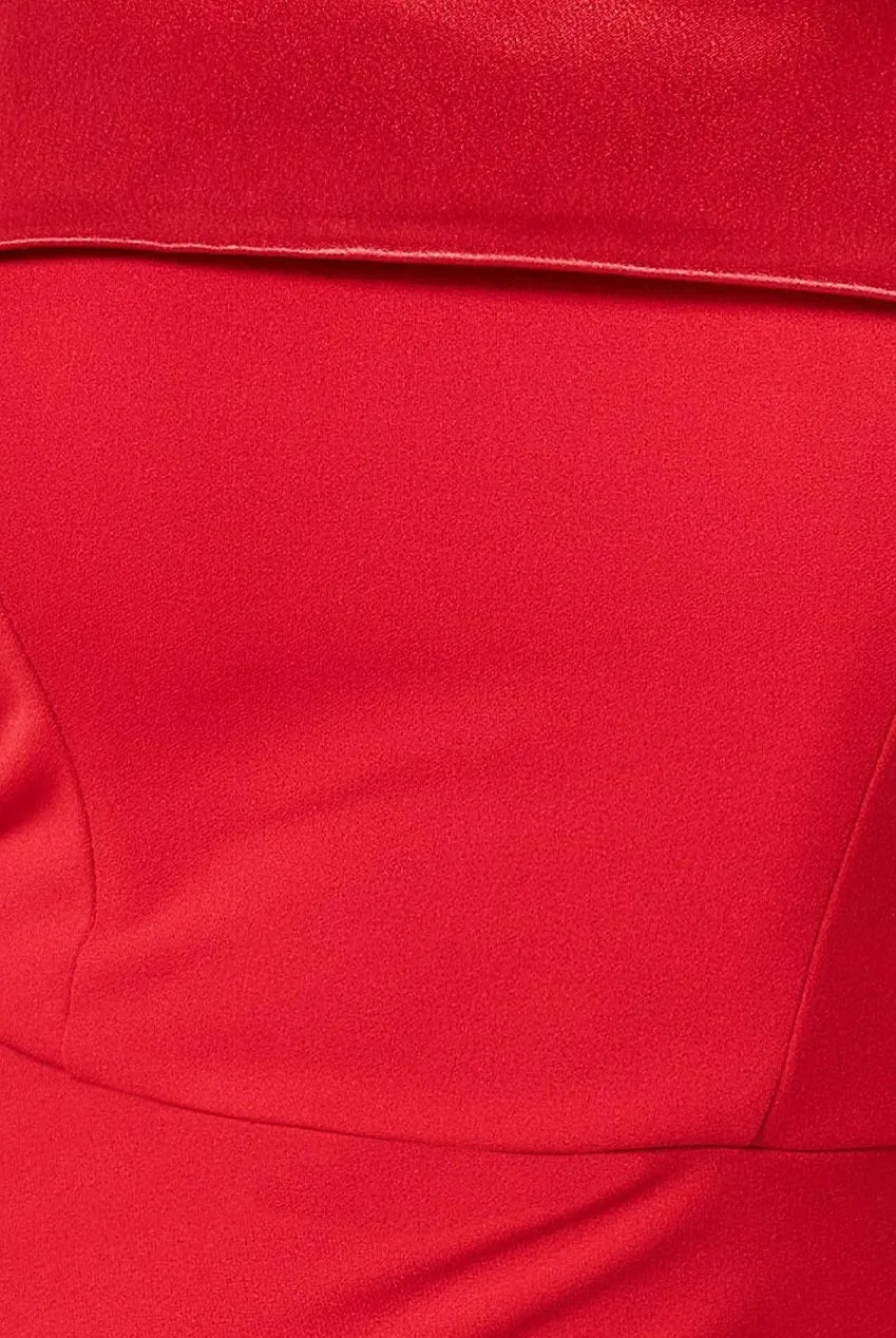 Goddiva Satin Band Bandeau Maxi Dress - Red