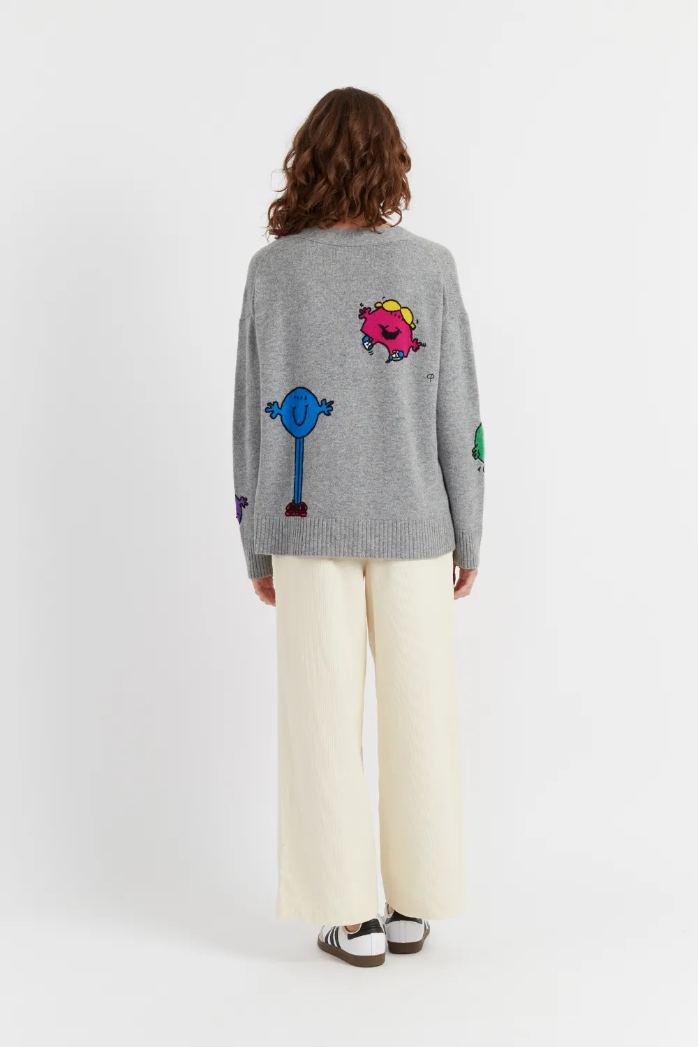 Grey Wool-Cashmere Mr. Men Little Miss Cardigan