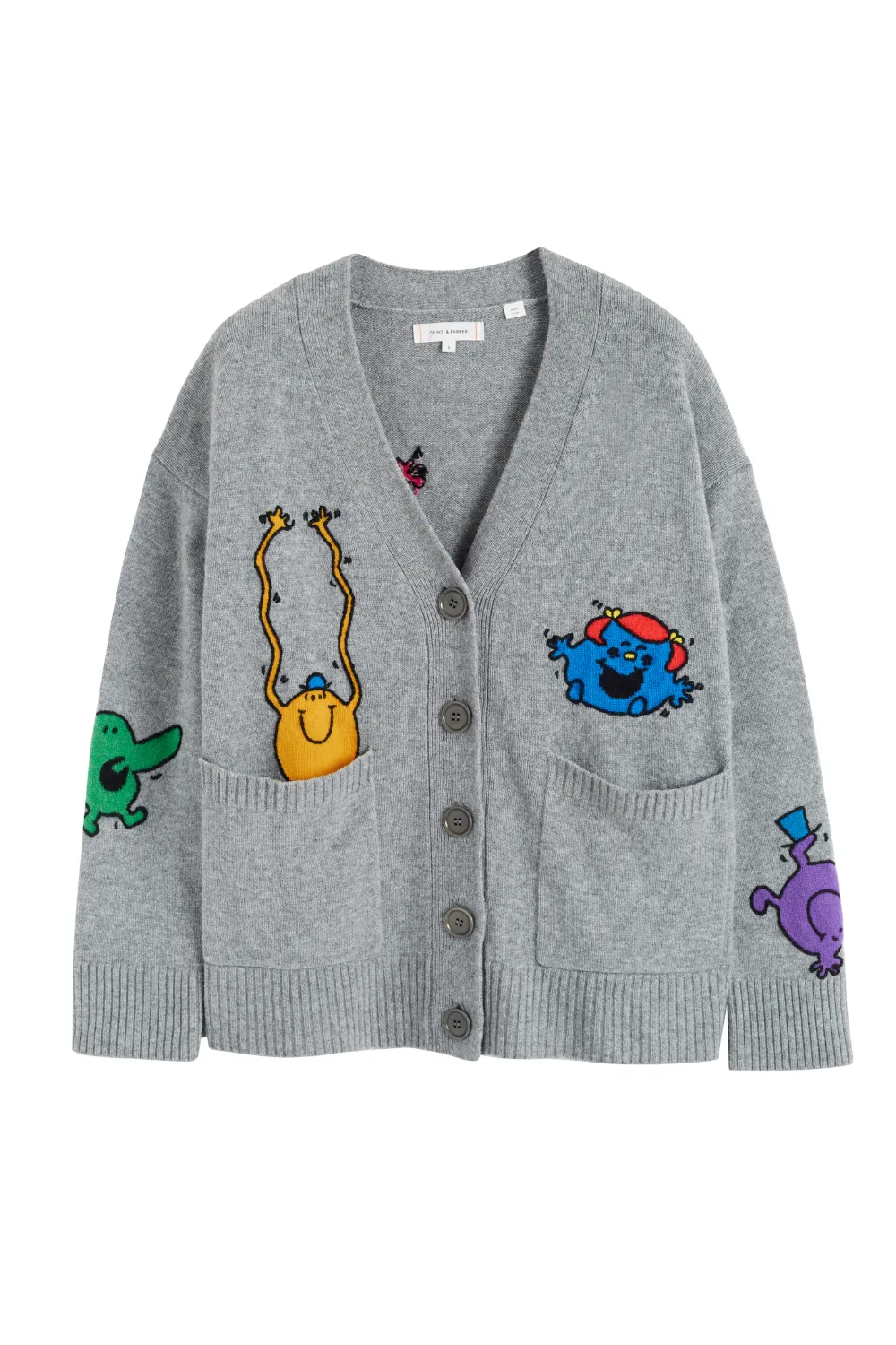 Grey Wool-Cashmere Mr. Men Little Miss Cardigan