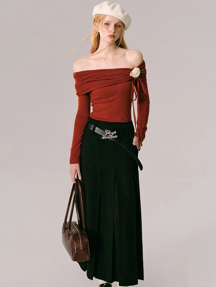 High-waisted Pleated Skirt