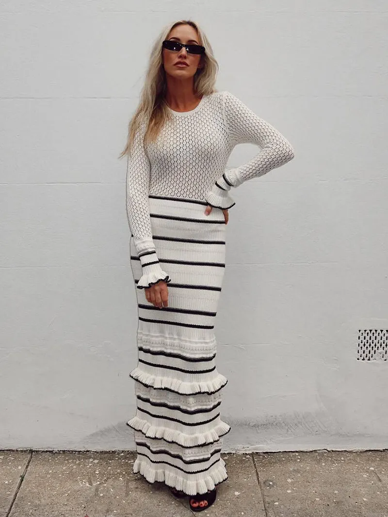 Judith Striped Knit Long Dress