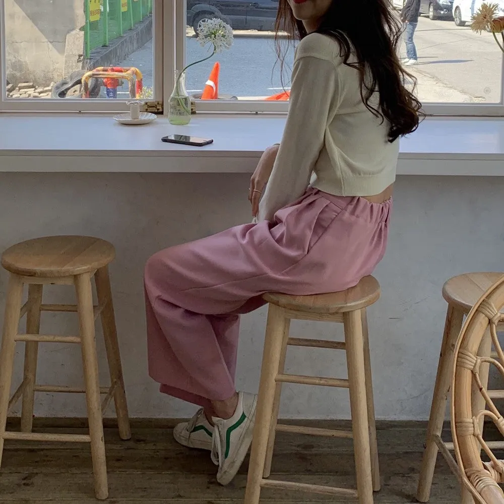 [Korean Style] Cherry Bloom Wide Leg Trousers