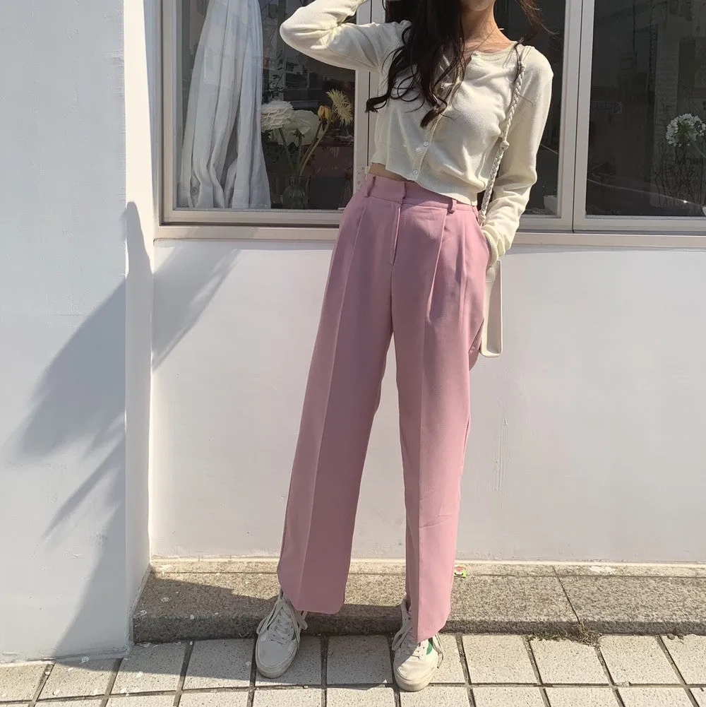 [Korean Style] Cherry Bloom Wide Leg Trousers