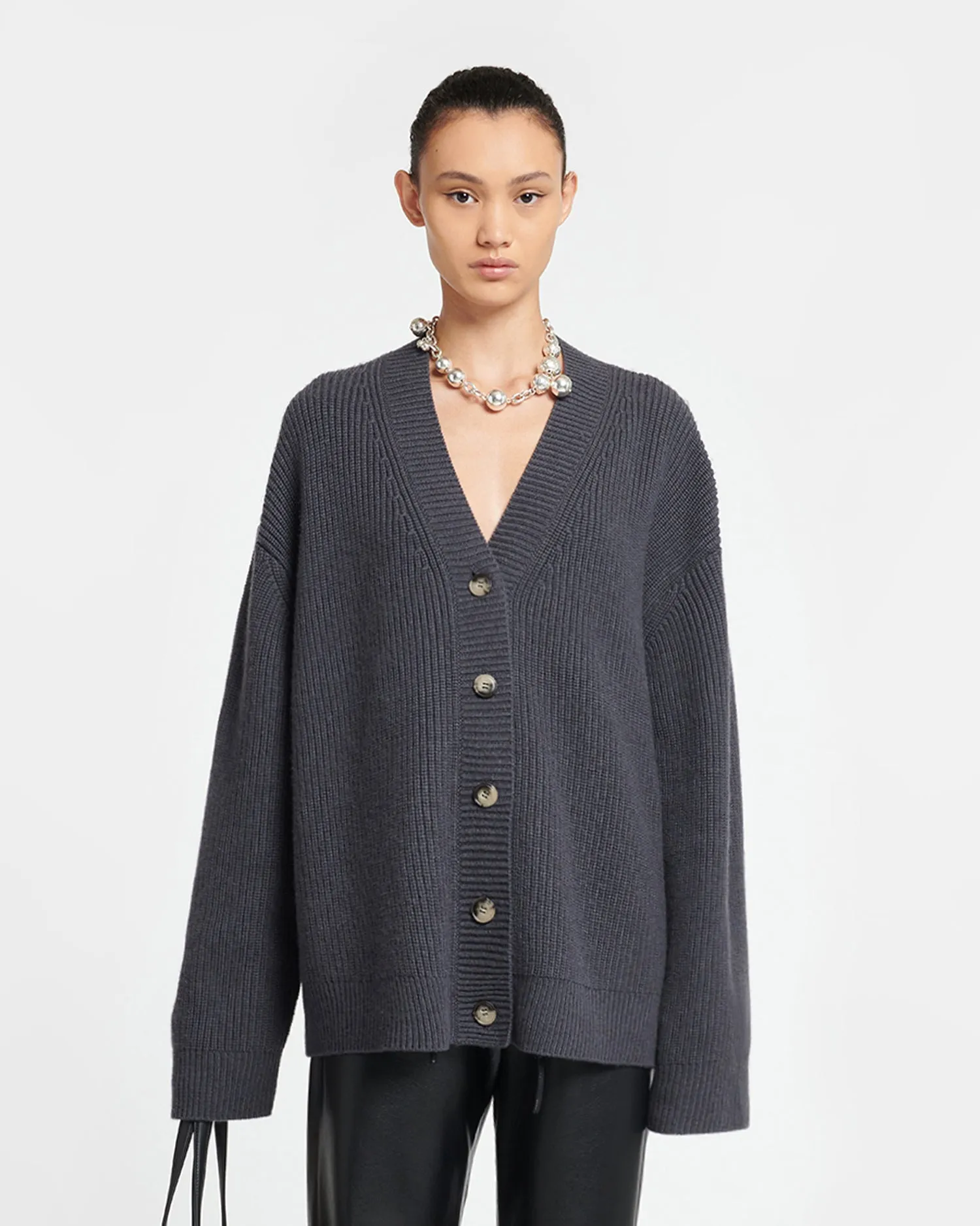Laran - Cashmere-Blend Cardigan - School Grey