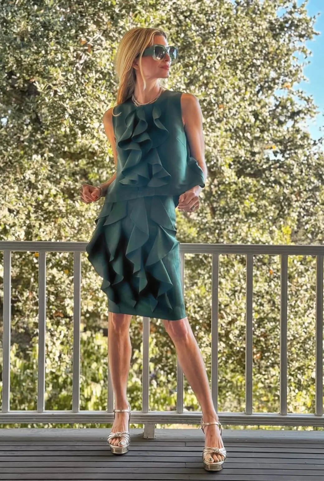 Le Ruffle Top - Jade Moiré