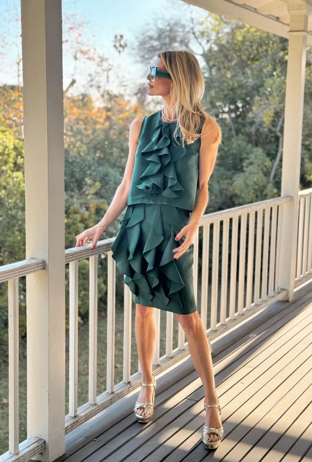 Le Ruffle Top - Jade Moiré