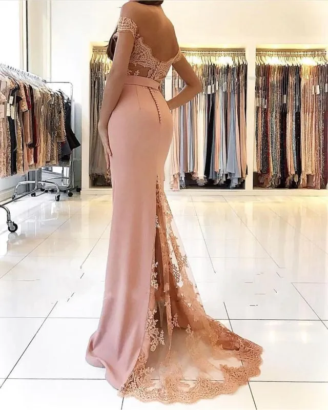 Long Off-the-Shoulder Mermaid Prom Dress With Lace Appliques