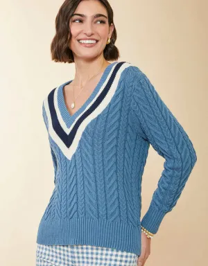 Lorna Varsity Sweater Bluestone