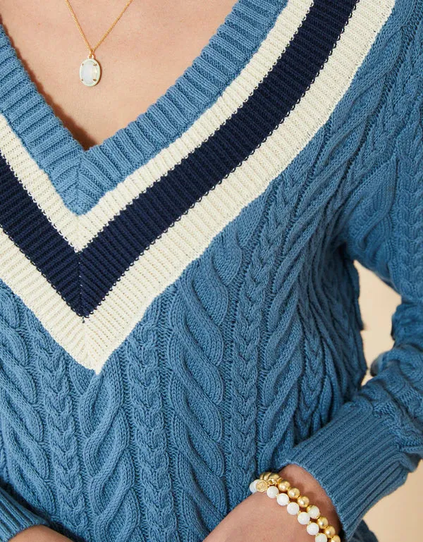 Lorna Varsity Sweater Bluestone