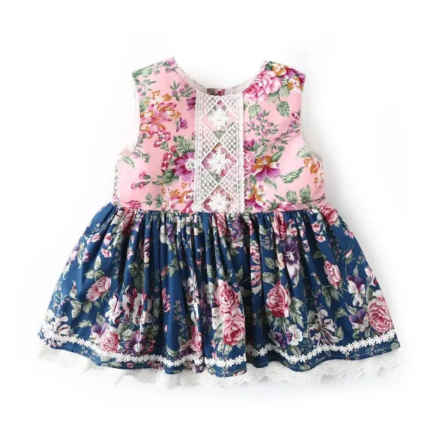 Mqtime Girls Fashion Dress Sleeveless Summer Cotton Dress for Birthday Party Kids Clothing Children Sundress Clothes Floral Dress
