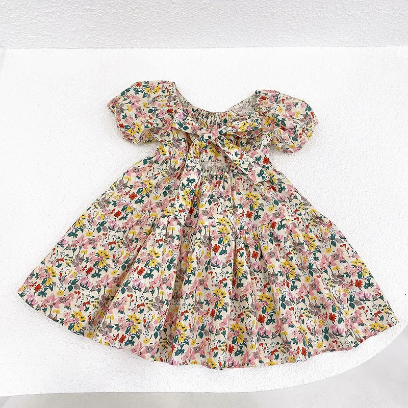 Mqtime Girls Fashion Dress Sleeveless Summer Cotton Dress for Birthday Party Kids Clothing Children Sundress Clothes Floral Dress