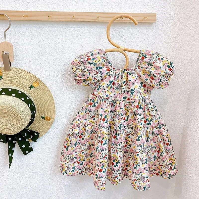 Mqtime Girls Fashion Dress Sleeveless Summer Cotton Dress for Birthday Party Kids Clothing Children Sundress Clothes Floral Dress