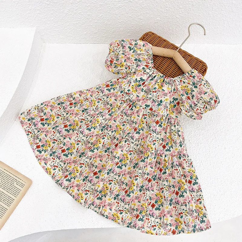 Mqtime Girls Fashion Dress Sleeveless Summer Cotton Dress for Birthday Party Kids Clothing Children Sundress Clothes Floral Dress