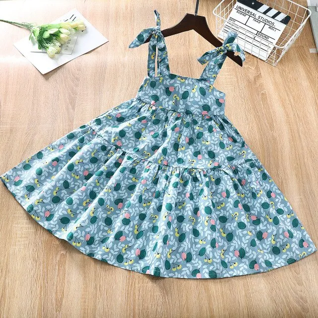 Mqtime Girls Fashion Dress Sleeveless Summer Cotton Dress for Birthday Party Kids Clothing Children Sundress Clothes Floral Dress
