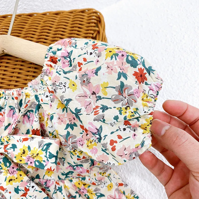 Mqtime Girls Fashion Dress Sleeveless Summer Cotton Dress for Birthday Party Kids Clothing Children Sundress Clothes Floral Dress