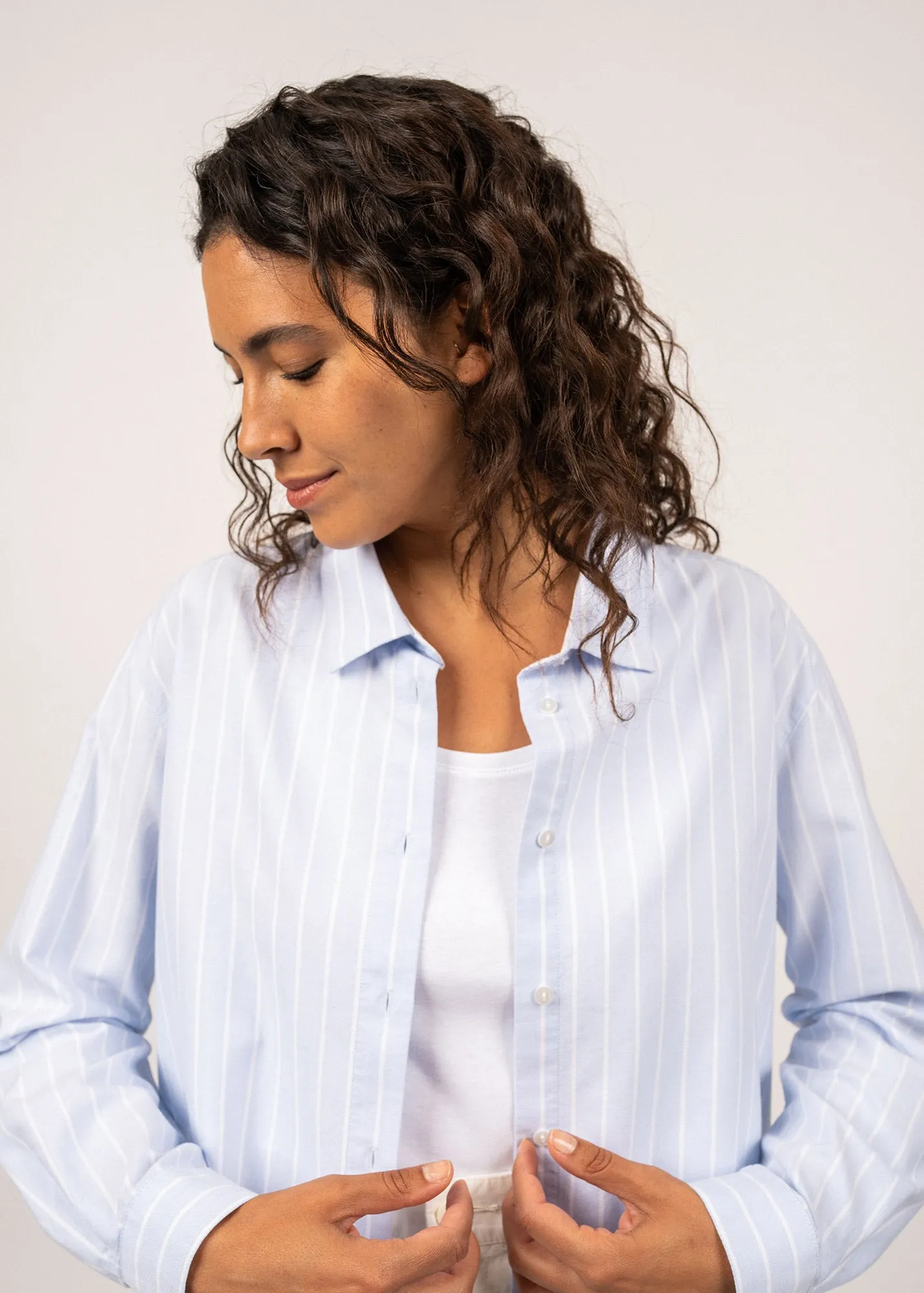 Myriam striped shirt - in cotton (CIEL/BLANC)