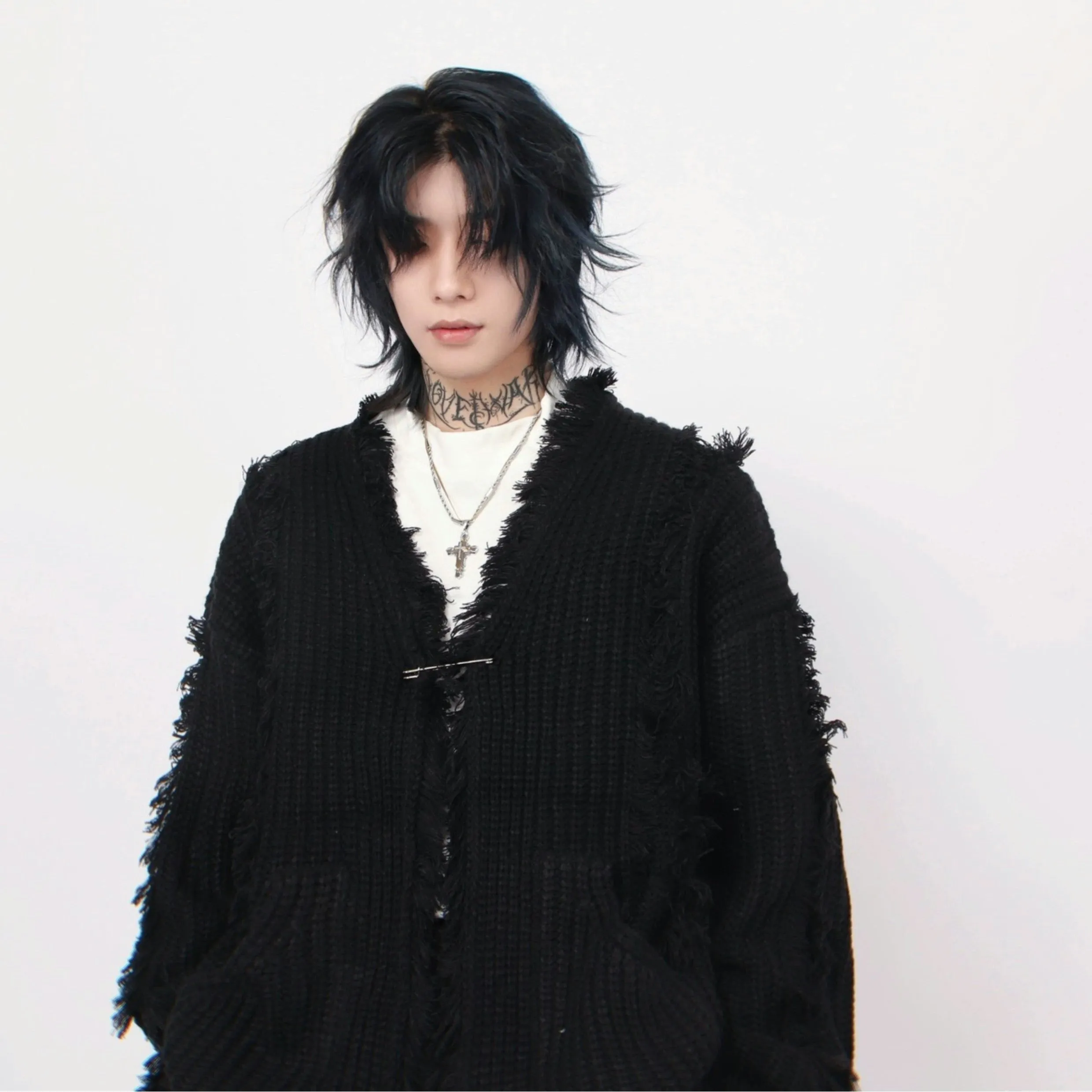 Oversized Distressed Chunky Knit Cardigan