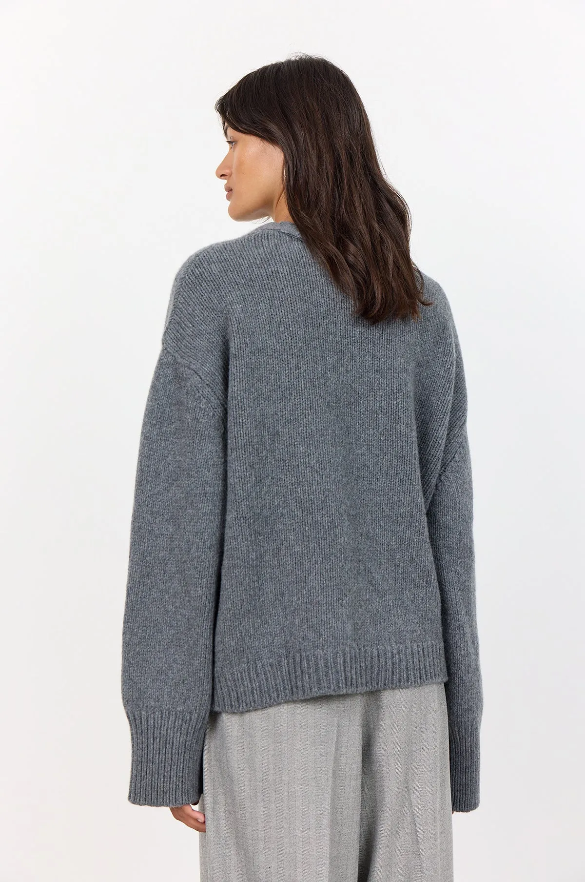 Perle Cardigan Lava Smoke Melange