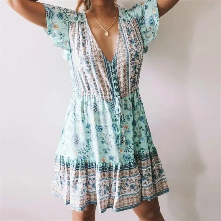 Pink Floral Print Mini Dress Sundress