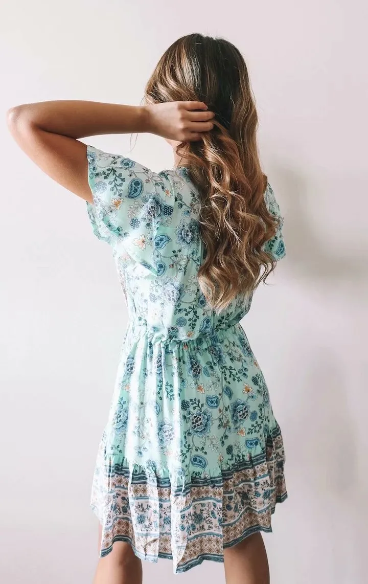 Pink Floral Print Mini Dress Sundress