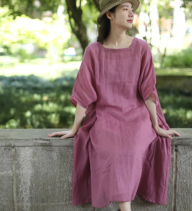 Plus Size Women Dresses Casual Summer Linen Women Dresses SJ97215